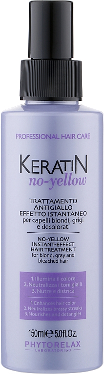 Anti-Gelbstich Spray-Maske für helles Haar - Phytorelax Laboratories Keratin No-Yellow Instant Efect Hair Treatment — Bild N1