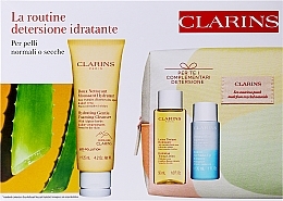 Set für normale und trockene Haut - Clarins La Routine Moisturizing Cleansing Box (Gesichtscreme 125ml + Make-up Entferner 30ml + Kosmetiktasche 1St. + Gesichtstoner 50ml) — Bild N1