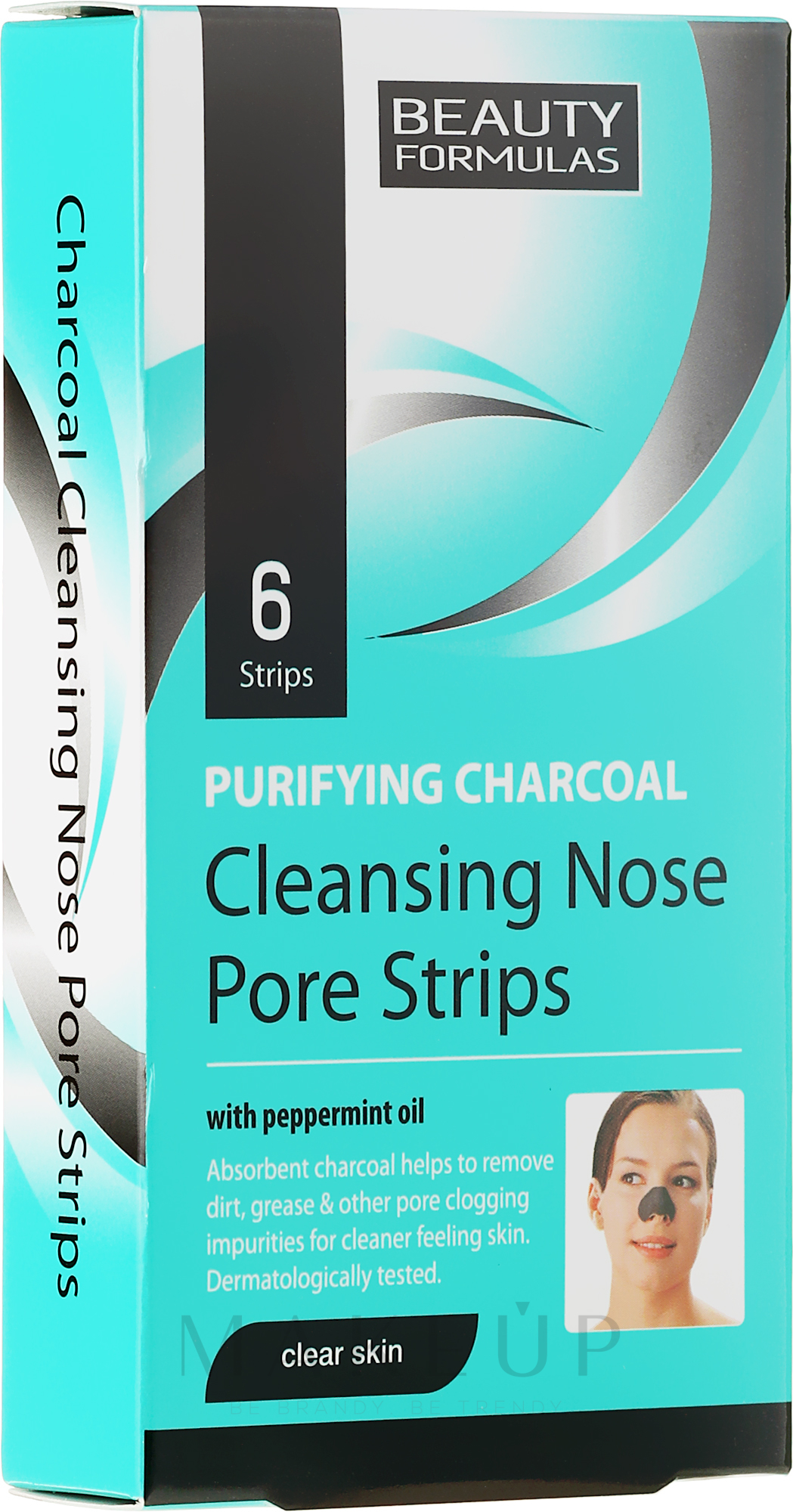 Nasenporenstreifen gegen Mitesser mit Aktivkohle und Pfefferminzöl - Beauty Formulas Purifying Charcoal Deep Cleansing Nose Pore — Foto 6 St.