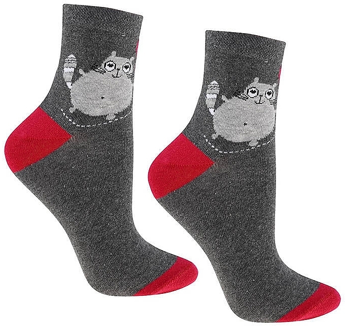 Damensocken csl200-113 grau mit Katze - Moraj — Bild N1