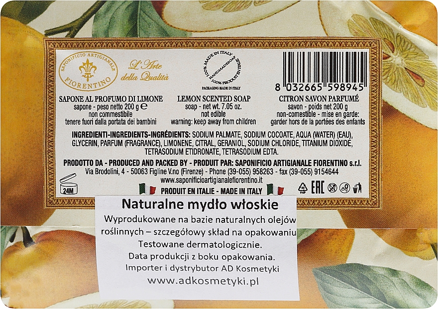 Naturseife Lemon - Saponificio Artigianale Fiorentino Lemon Sinfonia di Agrumi Collection — Bild N2