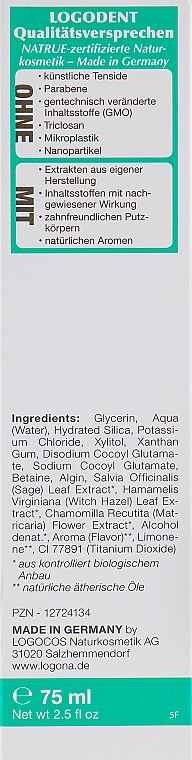 Bio-Zahnpasta für empfindliche Zähne - Logona Logodent Sensitiv Toothpaste — Bild N3