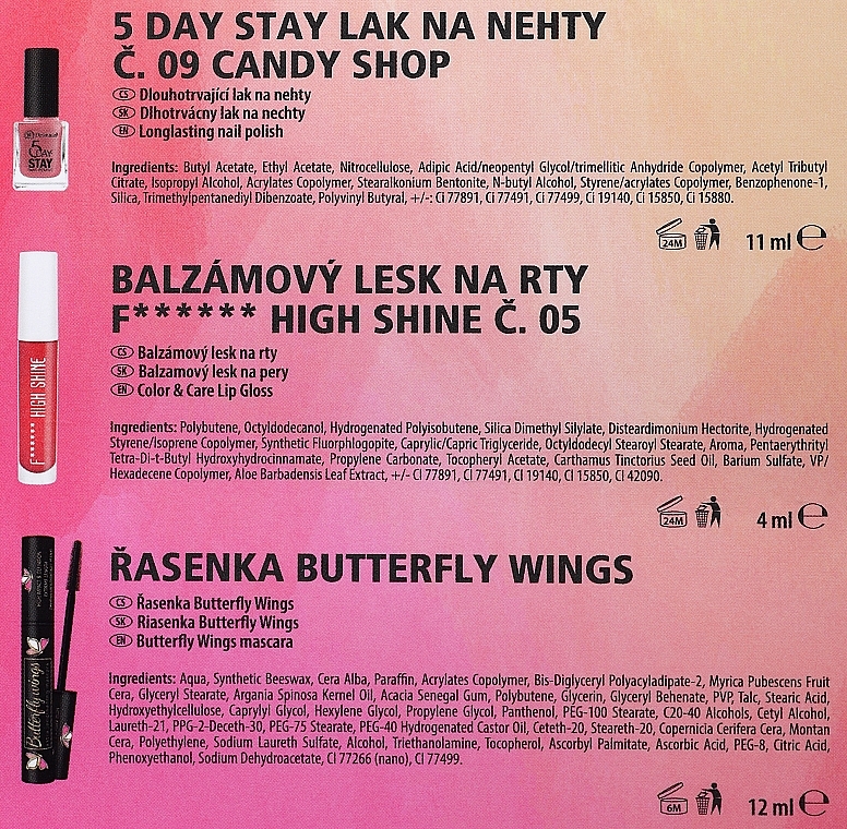 Dermacol Butterfly Shine - Dermacol Butterfly Shine (mascara/12ml + lip/gloss/4ml + nail/polish/11ml) — Bild N3