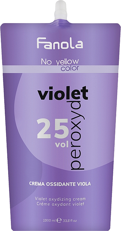 Violettes Creme-Oxidationsmittel gegen Gelbstich 7,5% - Fanola No Yellow Purple Oxidizing Cream (25 Vol) — Bild N1