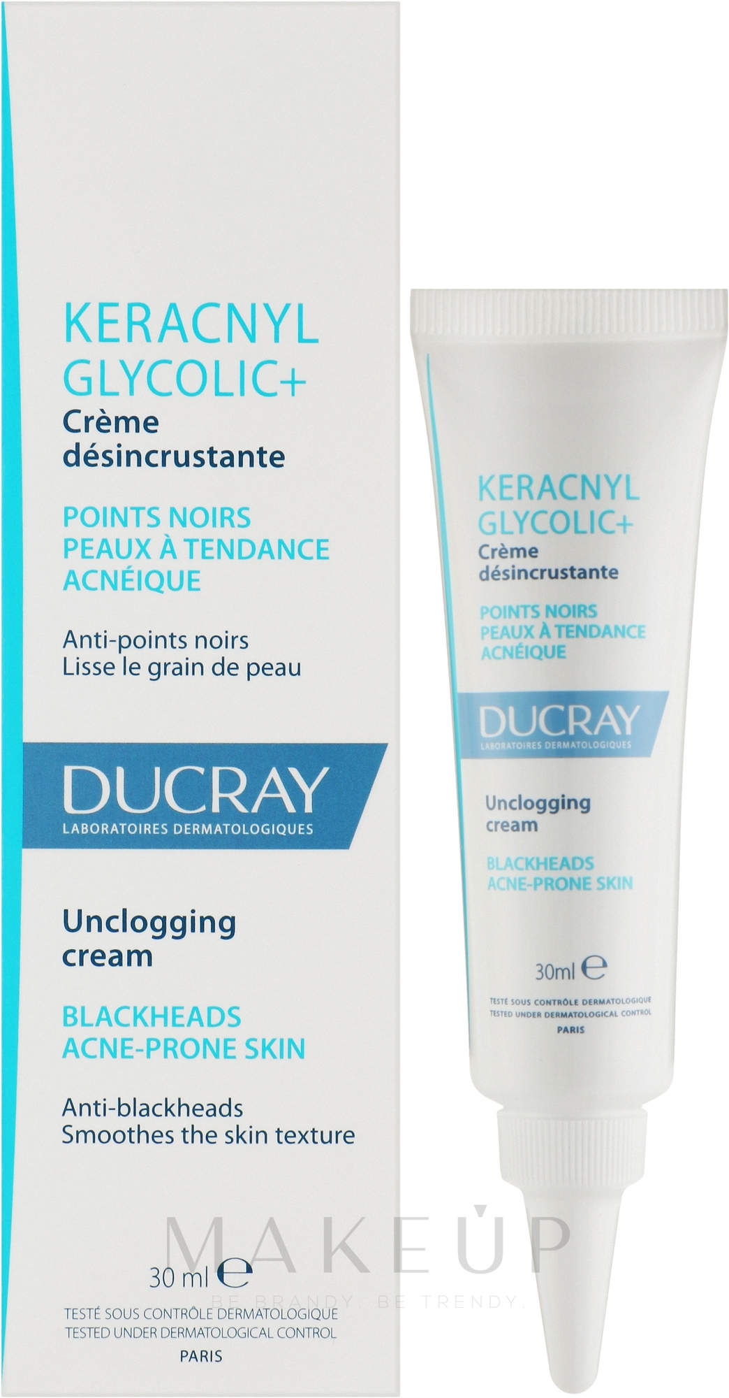 Gesichtscreme mit Glykolsäure gegen Mitesser - Ducray Keracnyl Glycolic + Unclogging Cream — Bild 30 ml