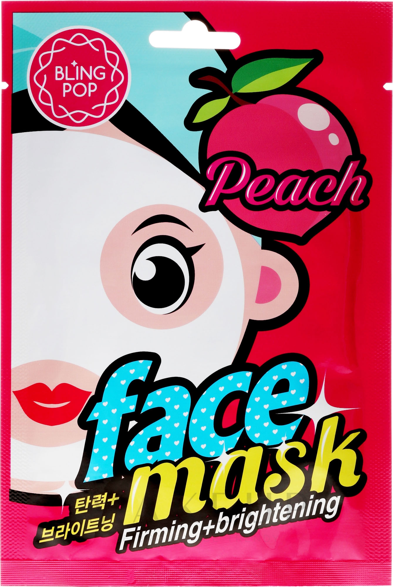 Aufhellende und straffende Tuchmaske mit Pfirsichextrakt - Bling Pop Peach Firming & Brightening Face Mask — Bild 20 ml