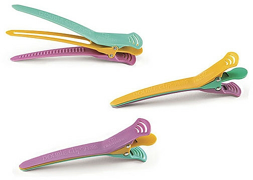 Haarspangen, farbig, 4 St. - Olivia Garden Double Clip Petite — Bild N1