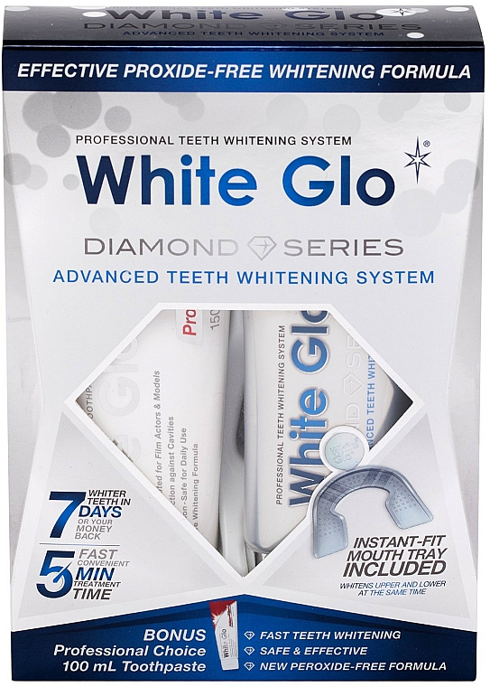 Aufhellendes Zahnpflegeset - White Glo Diamond Series Set (Zahnpasta 100ml + Zahngel 50ml) — Bild N1