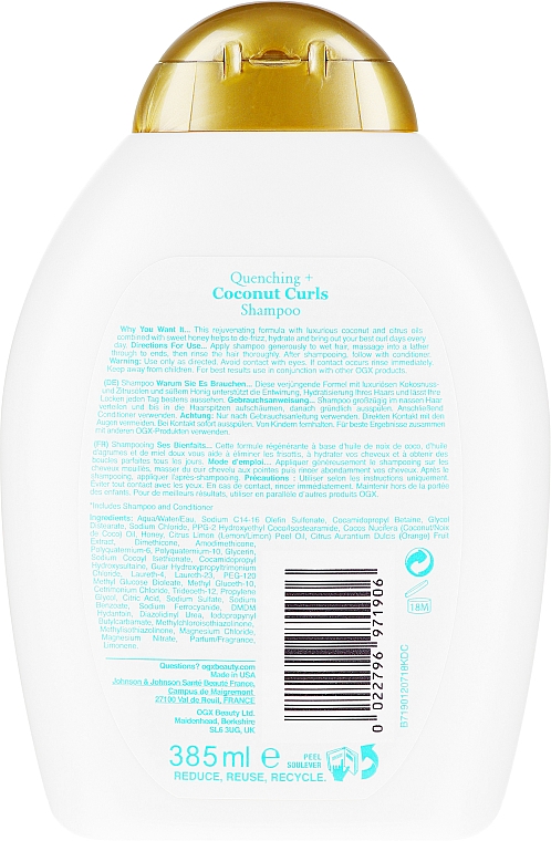 Pflegendes Shampoo für lockiges Haar - OGX Coconut Curls Shampoo — Bild N2
