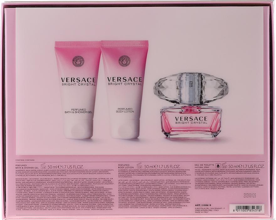 Versace Bright Crystal - Duftset (Eau de Toilette 50ml + Körperlotion 50ml + Duschgel 50ml) — Bild N2