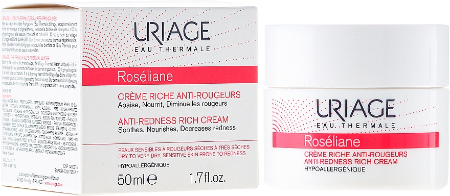 Reichhaltige und beruhigende Gesichtscreme gegen Rötungen - Uriage Roseliane Anti-Redness Rich Cream — Bild N1