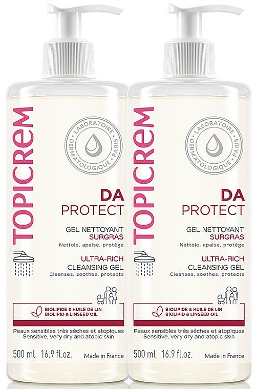 Set - Topicrem DA Protect Ultra-Rich Cleansing Gel (cl/gel/2x500ml) — Bild N1