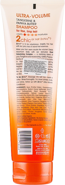 Shampoo für mehr Volumen mit Mandarine und Papayaöl - Giovanni 2 Chic Ultra-Volume TanGerine Papaya Butter — Bild N2