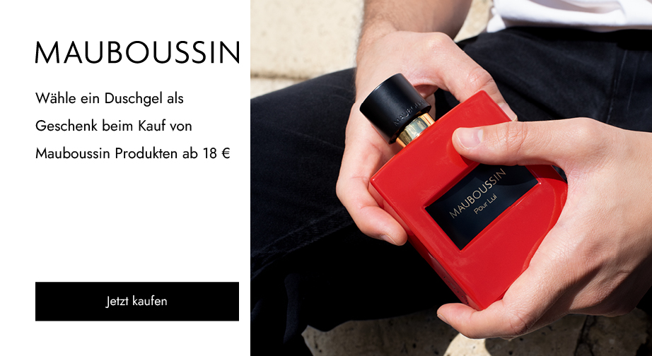 Beim Kauf von Mauboussin Produkten ab 18 € erhältst du ein Duschgel geschenkt: Pour Lui In Red, Pour Lui In Black, Pour Lui Cristal Oud (100 ml)
