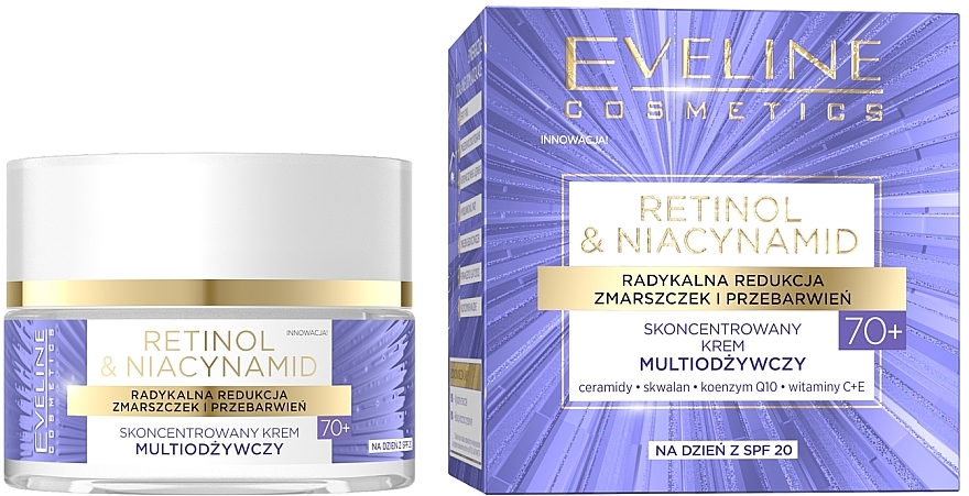 Konzentrierte Multi-nährende Tagescreme 70+ - Eveline Cosmetics Retinol & Niacynamid — Bild N1