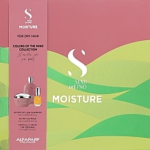 Düfte, Parfümerie und Kosmetik Alfaparf Semi di Lino Moisture Holiday Kit 2022 - Set (shampooing/250ml + masque cheveux/200ml + cristaux liquides/15ml)