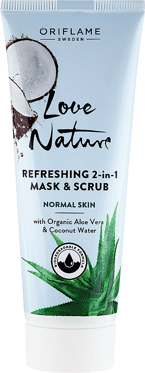 2in1 Peelingmaske für das Gesicht mit Aloe Vera und Kokosnusswasser - Oriflame Love Nature Refreshing 2in1 Mask&Scrub — Bild N1