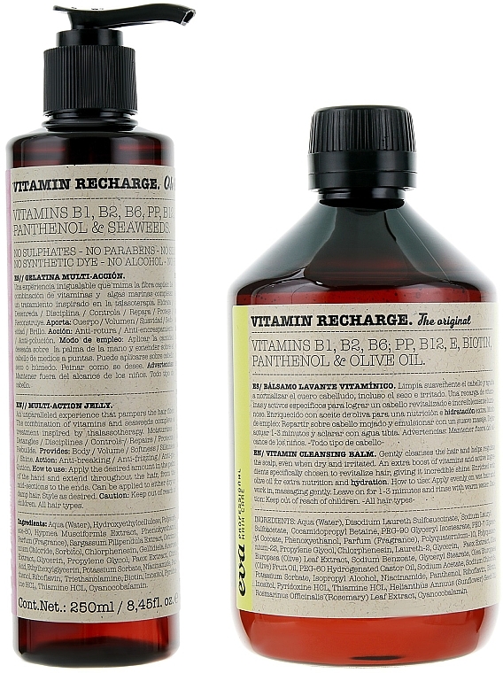 Haarpflegeset - Eva Professional Vitamin Recharge Pack The Original (shm/500ml + cr/250ml) — Bild N1