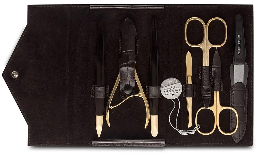 Maniküreset 7-tlg. braun - Nippes Solingen Manicure Set Croco 1097  — Bild N2