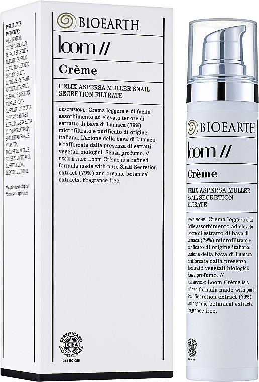 Gesichtscreme mit Schneckenschleimextrakt 79% - Bioearth Loom Snail Secretion Light Face Cream — Bild N3