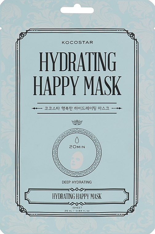 Intensiv feuchtigkeitsspendende Tuchmaske für das Gesicht mit Hyaluronsäure, Ceramiden und pflanzlichen Extrakten - Kocostar Hydrating Happy Mask — Bild N1