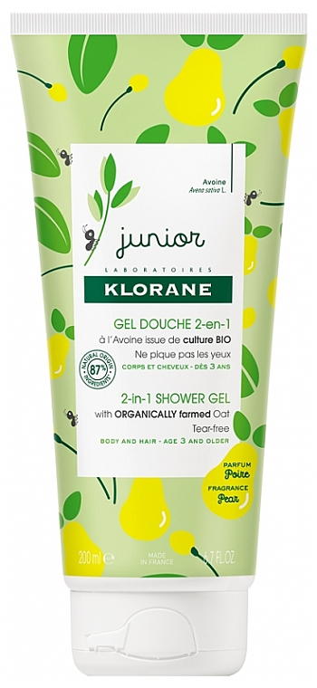 2in1 Duschgel für Körper und Haar mit Hafer - Klorane Junior 2in1 Shower Gel Pear Body and Hair — Bild N1