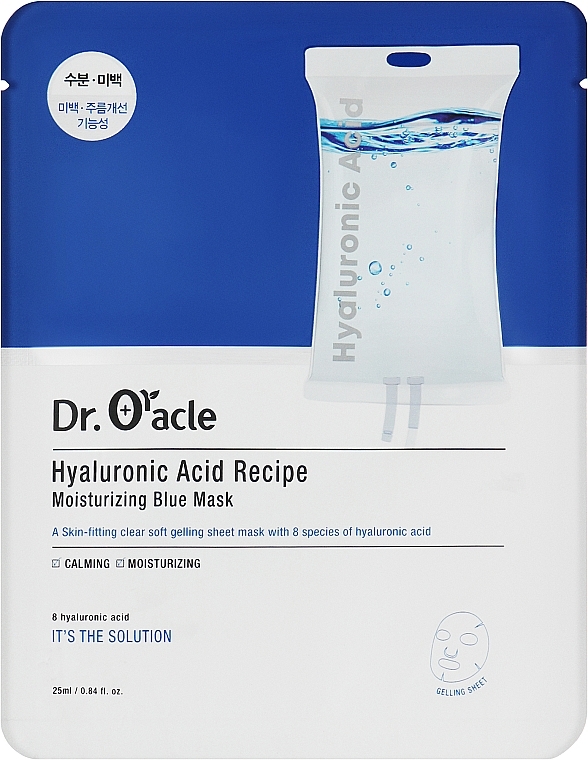 Tuchmaske für das Gesicht mit Hyaluronsäure - Dr. Oracle Hyaluronic Acid Recipe Moisrurizing Blue Mask — Bild N1