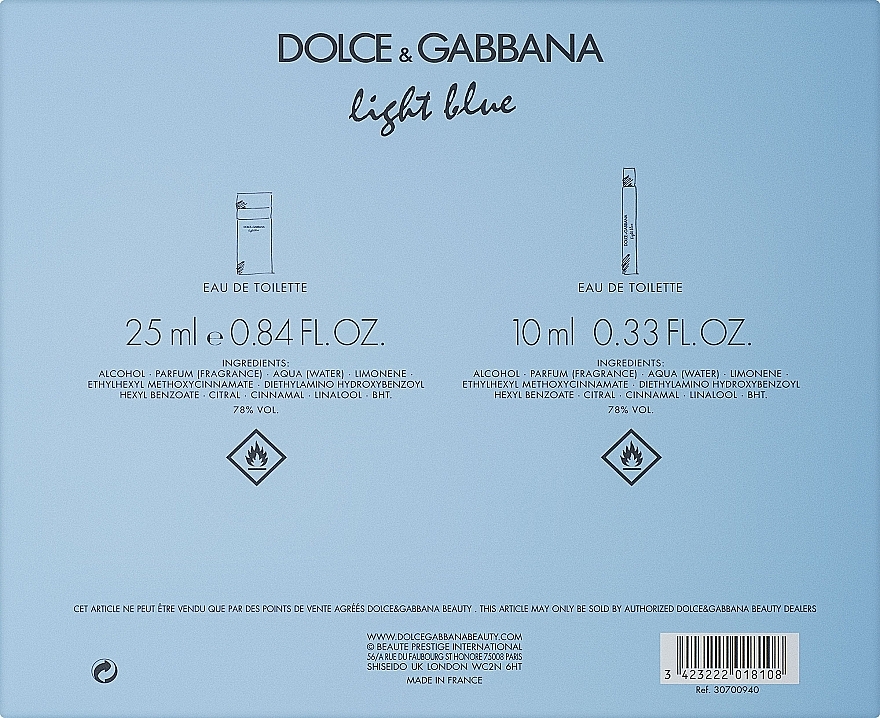 Dolce&Gabbana Light Blue - Duftset (Eau de Toilette 25ml + Eau de Toilette 10ml) — Bild N4