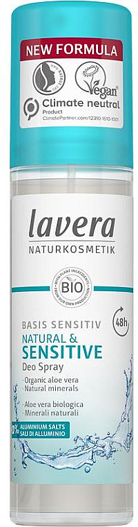 Deospray mit Aloe Vera und Mineralien - Lavera Basis Natural & Sensitive Deodorant — Bild N1