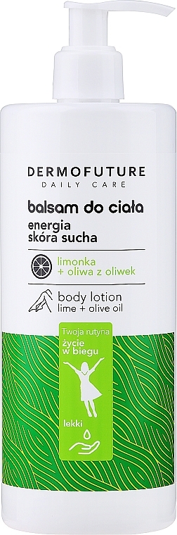 GESCHENK! Energetisierender Balsam für trockene Haut mit Limette und Olivenöl - Dermofuture Daily Care Body Lotion Energy Lime + Olive Oil  — Bild N1
