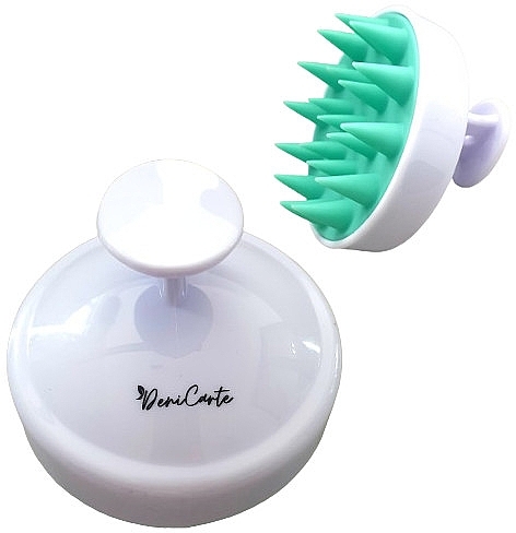 Kopfhautmassagebürste weiß mit grün - Deni Carte — Bild N1