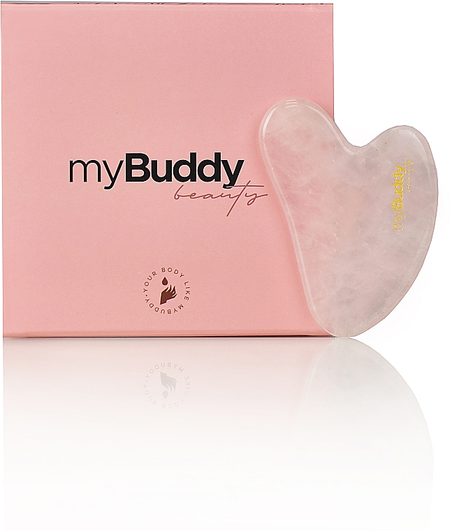 Massageplatte Guasha aus Rosenquarz - myBuddy — Bild N1