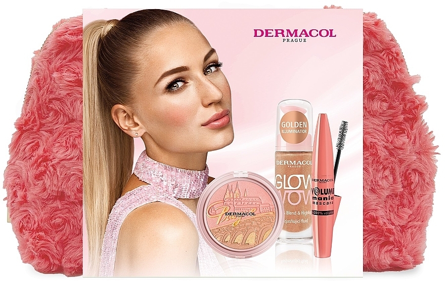 Set - Dermacol Volume Mania (Mascara 10.5ml + Rouge 10.5 g + Highlighter 20ml + Kosmetiktasche) — Bild N1