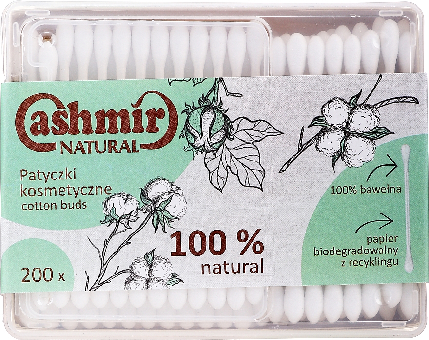Wattestäbchen 200 St. - Cashmir Natural Cotton Buds (Box) — Bild N1