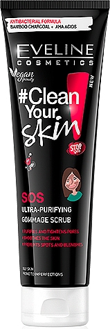 Reinigendes Gesichtspeeling mit Bambuskohle - Eveline Cosmetics #Clean Your Skin SOS Ultra-Purifying Gommage Scrub