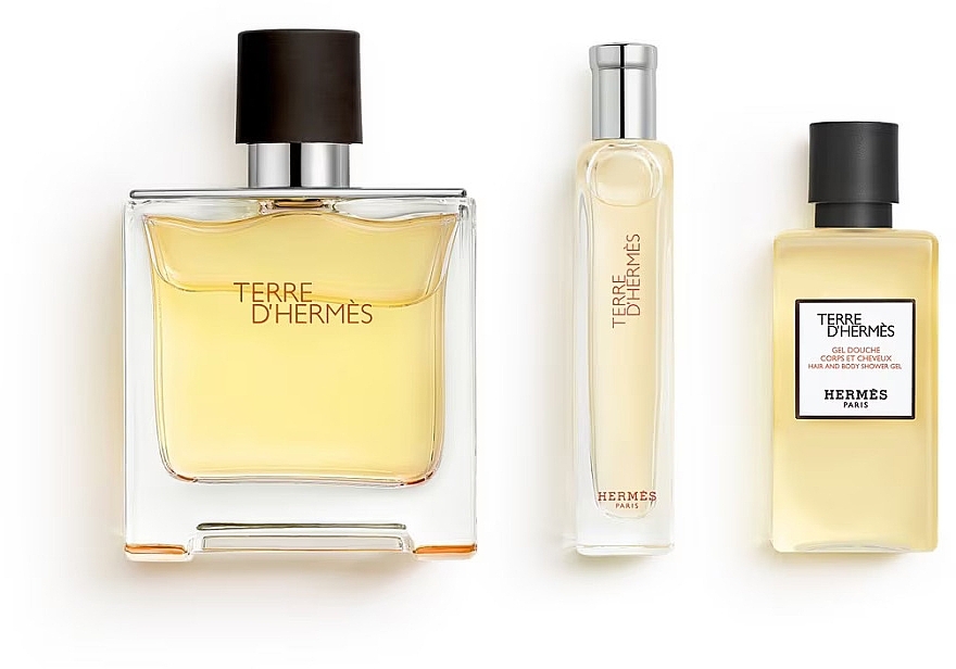 Hermes Terre d'Hermes Parfum - Set (Eau de Parfum/75 ml + Eau de Parfum/15 ml + Duschgel/40 ml) — Bild N2