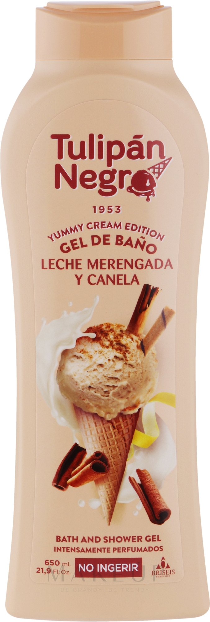 Bade- und Duschgel mit Zimtduft - Tulipan Negro Yummy Cream Edition Milk Meringue & Cinnamon Bath And Shower Gel  — Bild 650 ml