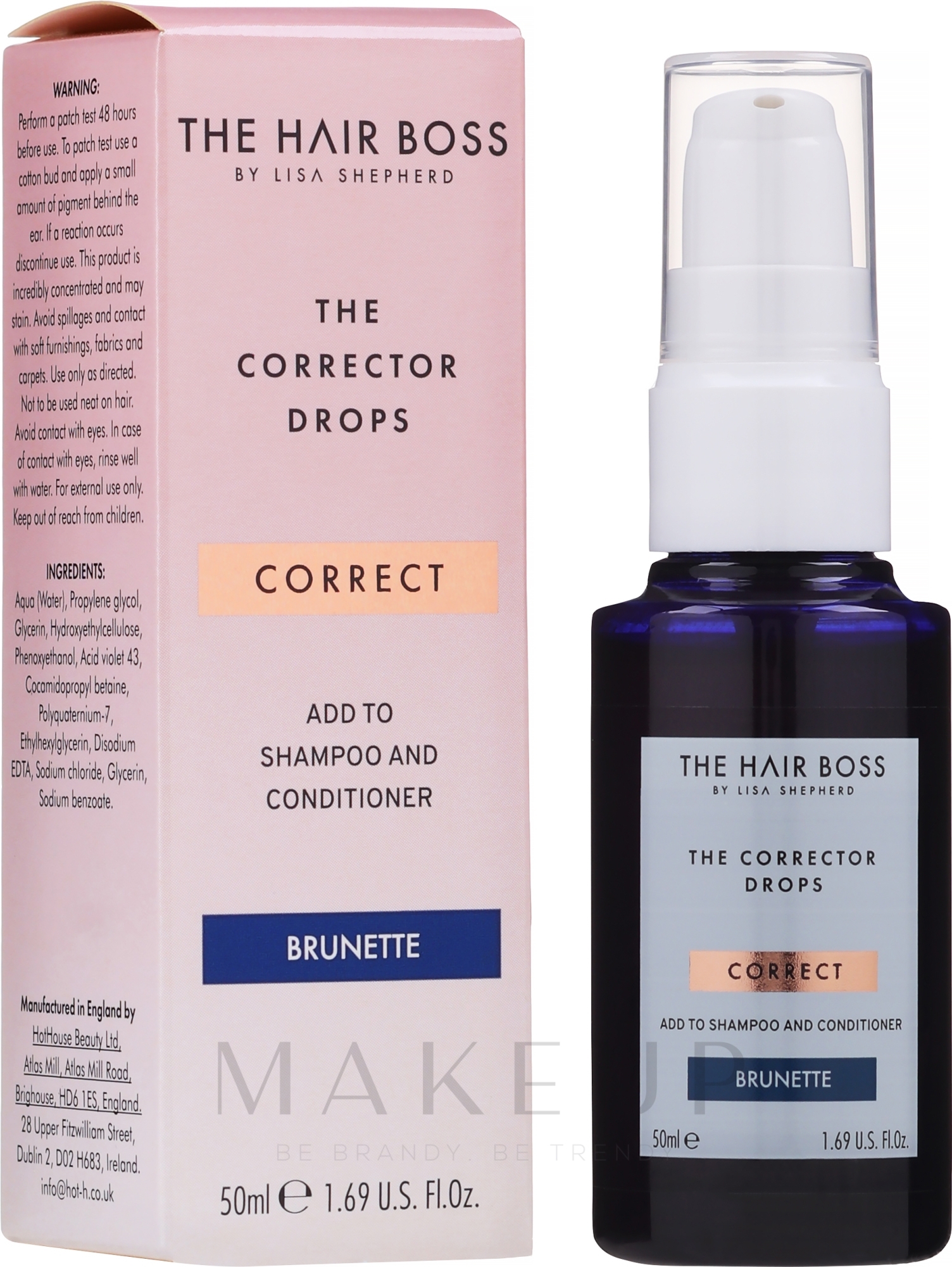 Farbintensivierender Shampoo- und Conditioner-Zusatz in Tropfen für dunkles Haar - The Hair Boss Brunette Corrector — Bild 50 ml