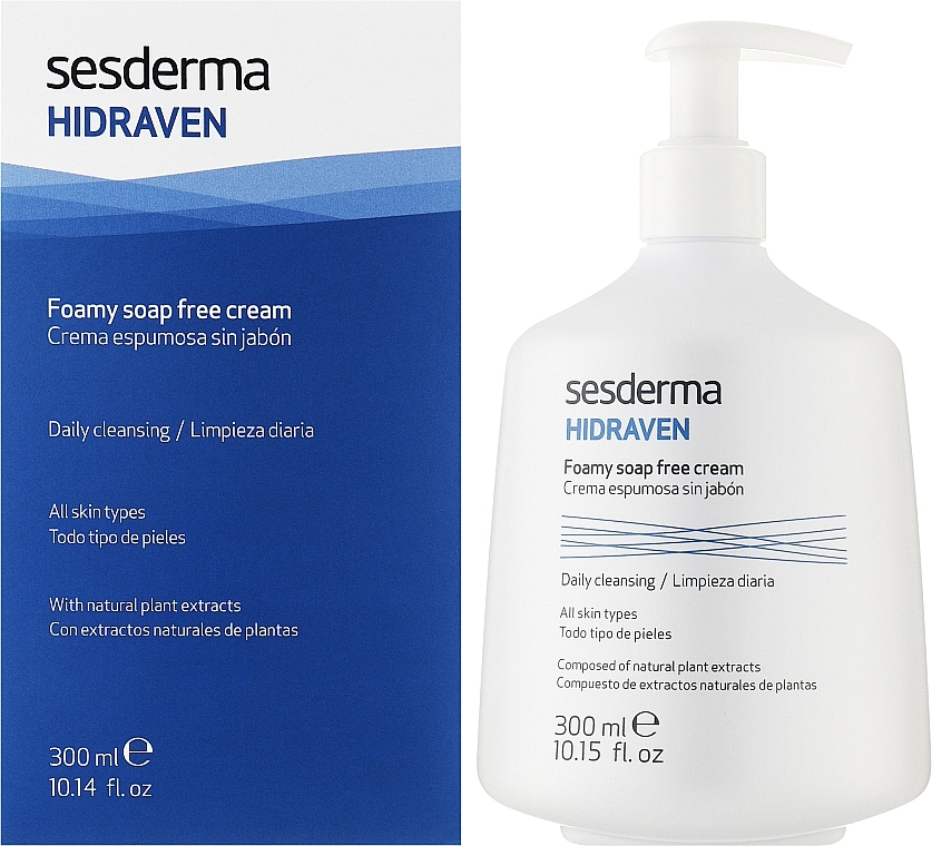Seifenfreier Körper- und Gesichtsreinigungsschaum-Creme für alle Hauttypen - SesDerma Laboratories Hidraven Foamy Soapless Cream — Bild N2