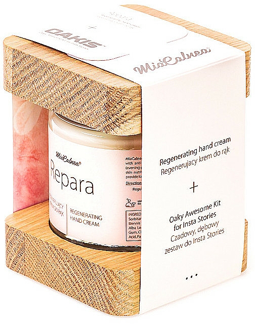 Handpflegeset - MiaCalnea Regenerating Hand Cream + 2X OAKIS (Regenerierende Handcreme 120ml + Accessoires 2St.) — Bild N1