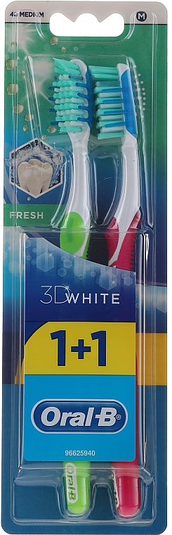 Zahnbürste mittel 3D White Fresh grün, himbeerrot 2 St. - Oral-B Advantage 3D Fresh — Bild N1