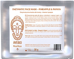 Düfte, Parfümerie und Kosmetik Enzym-Gesichtsmaske mit Ananas und Papaya - Avebio Enzymatic Face Mask Pineapple & Papaya