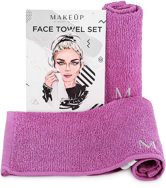 Gesichtstücher lila 32x32 cm - Makeup MakeTravel Face Towel Set (Duo Pack)