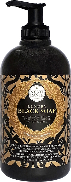 Luxuriöse schwarze Flüssigseife mit Aktivkohle, Hafer und Sheabutter - Nesti Dante Luxury Black Soap — Foto N2