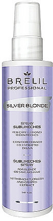 Anti-Gelbstich Haarspray für blondes und aufgehelltes Haar mit Bachblüten und Traubenextrakt - Brelil Silver Blonde Sublimeches Spray — Bild N1