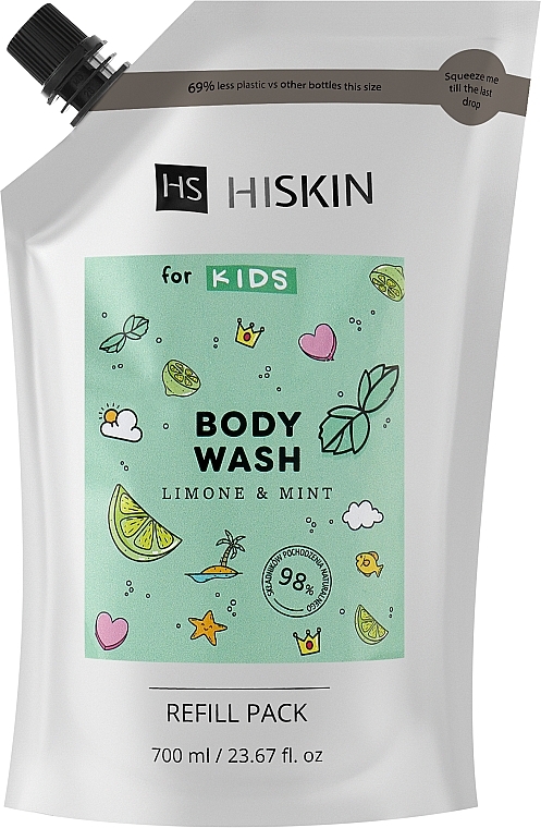 Baby-Duschgel Zitrone und Minze - HiSkin Kids Body Wash Limone & Mint (Refill)  — Bild N1