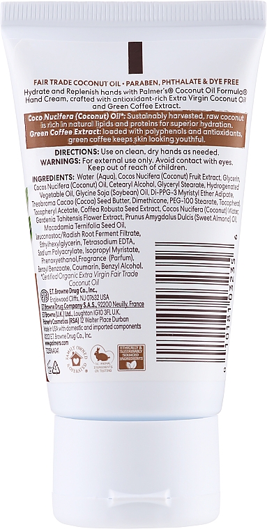 Feuchtigkeitsspendende Handcreme mit Bio Kokosöl und Vitamin E - Palmer's Coconut Oil Formula with Vitamin E Hand Cream — Bild N2