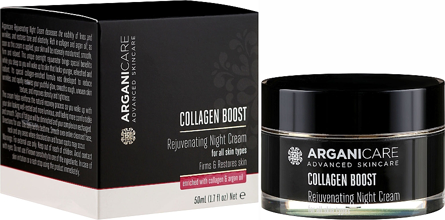 Verjüngende Nachtcreme mit Kollagen und Arganöl - Arganicare Collagen Boost Rejuvenating Night Cream — Bild N1