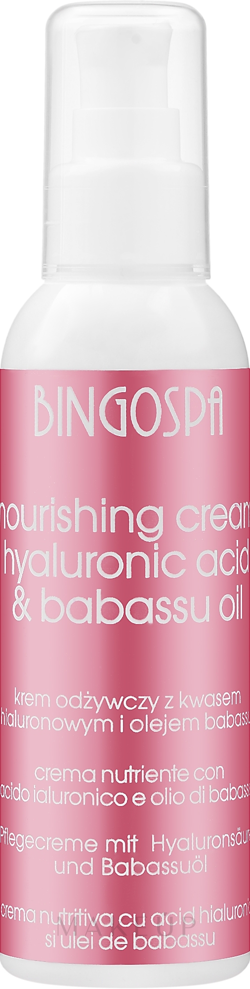 Pflegende Gesichtscreme mit Hyaluronsäure und Babassu- und Weizenkeimöl - BingoSpa — Foto 135 g