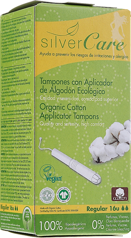 Tampons aus Bio-Baumwolle mit Applikator Regular 16 St. - Masmi Silver Care — Bild N1